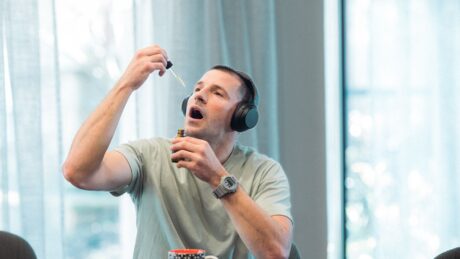 man taking cbd oil
